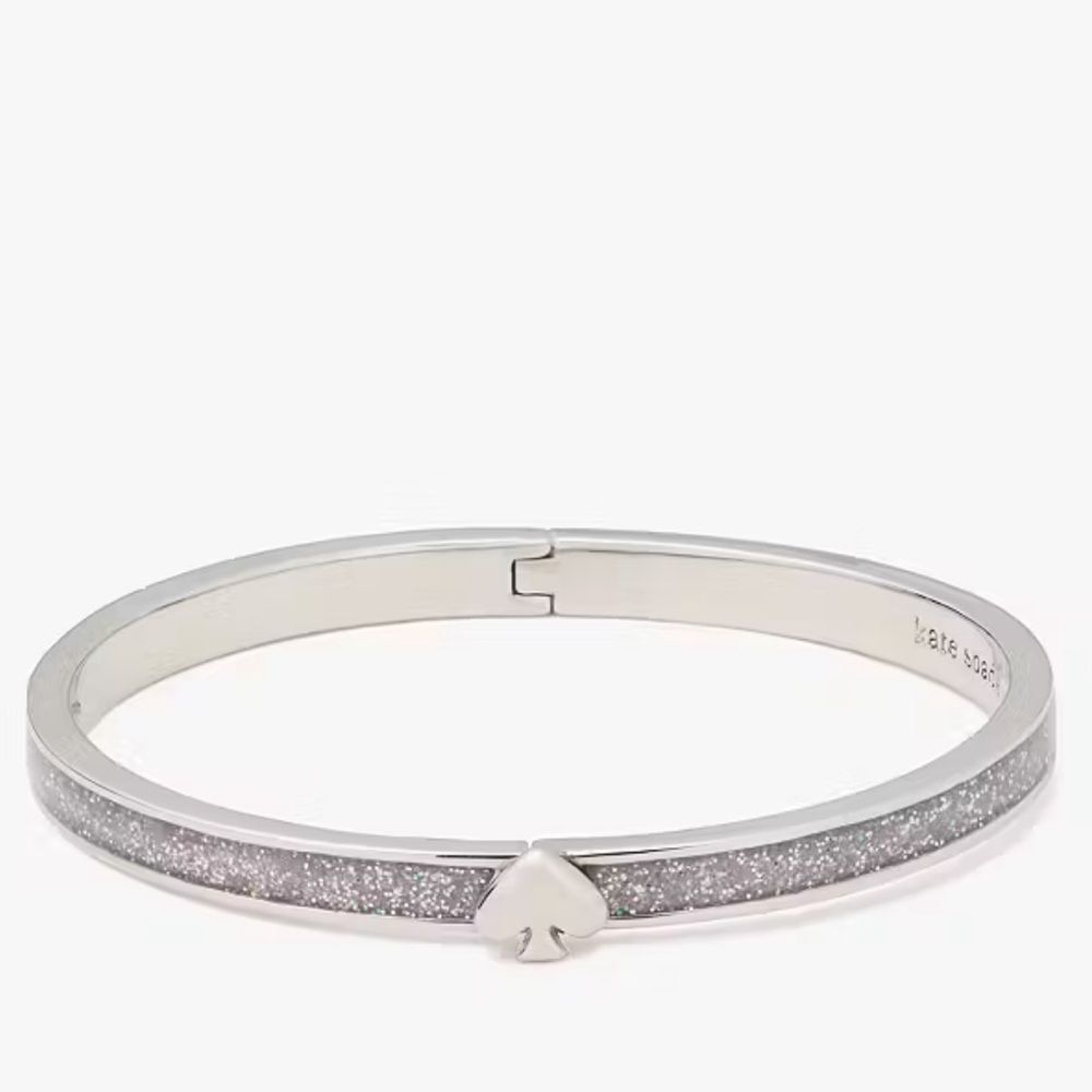 Kate Spade Everyday Spade Glitter Enamel Silvertone Hinge Bracelet